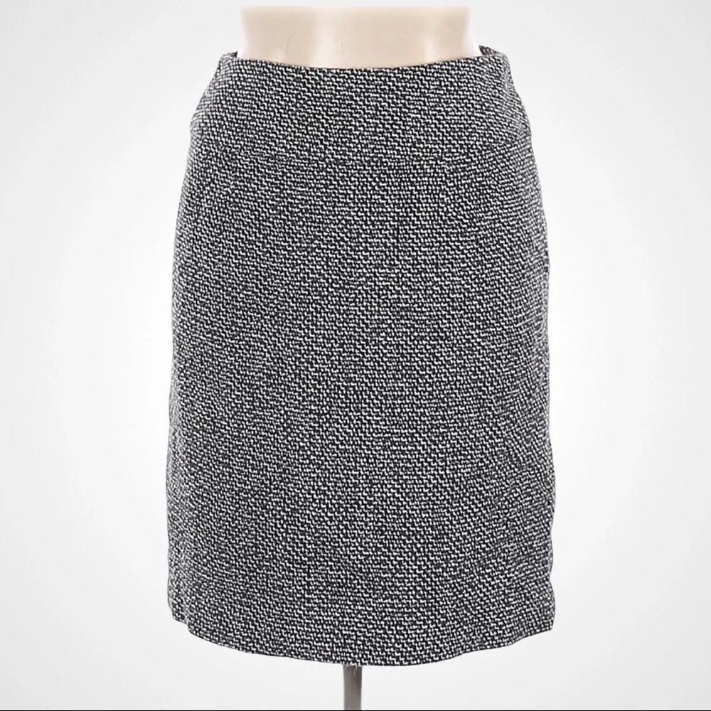 Merona Women Black White Tweed Wool Blend Pencil Skirt 14 Career Professional